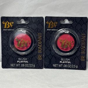2 Pack BE Beauty Essentials Be Radiant Red Pink Playful Blush .08oz 2.5g Pigment